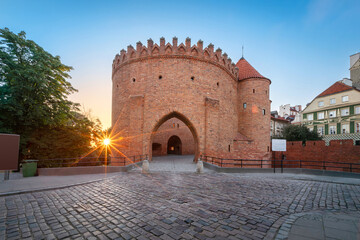 Warsaw Barbican (Barbakan Warszawski) - medieval fortified gateway which is a part of historic fortifications that once encircled Warsaw, Poland