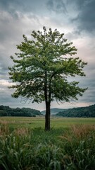 Fototapeta premium Lonely Tree in Dramatic Stormy Landscape 