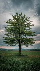 Fototapeta premium Lonely Tree in Dramatic Stormy Landscape 