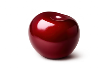 Shiny red cherry on a transparent background with beautiful light.