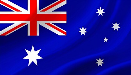 Australian Flag with Union Jack, Commonwealth Star, and Southern Cross on Blue Field