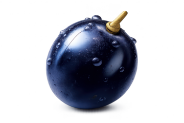Shiny dark blue metallic sphere floating on transparent background