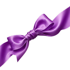 Purple satin ribbon bow on black background