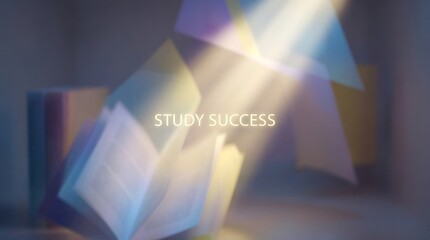Study success concept with books and light beams education