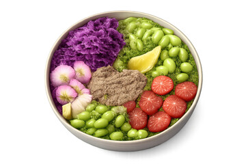 Delicious Buddha bowl on a transparent background - healthy food bowl.