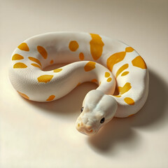 White and orange snake, vibrant colors snake,3d products photography , snake on transparent background 