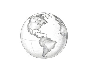 Obraz premium Minimal Globe with Simple Line Design Representing Global Connection, Worldwide Communication, Geography, and Modern International Concept Isolated Cutout