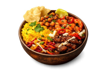 Delicious Indian thali bowl on transparent background, vibrant presentation