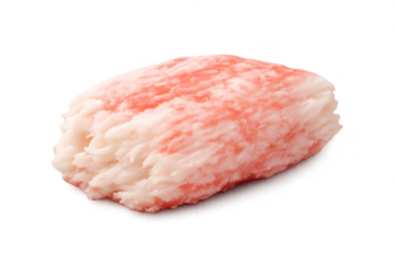 Imitation crab meat, white and pink, on a transparent background image.