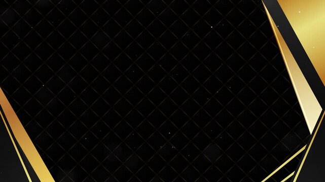 Luxury Black and Gold Background Animation with Geometric Pattern and Metallic Frame. Premium Corporate Motion Design