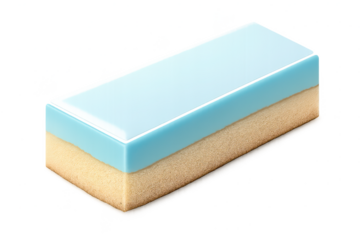 Rectangle block with layered design on transparent background render.