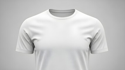 Blank White T-Shirt Mockup Front View with Clean Studio Lighting for Advertising and Branding