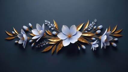 Beautiful floral arrangement with white and gold flowers