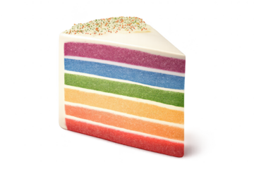Rainbow Cake Slice Delicious Dessert on a transparent background art