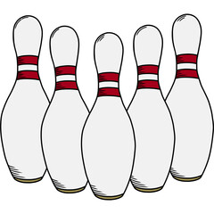 bowling pins and ball
