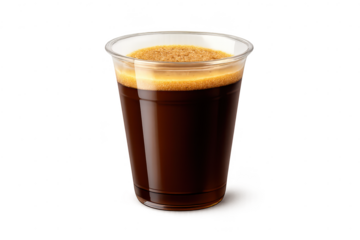 Iced coffee in plastic cup with transparent background illustration