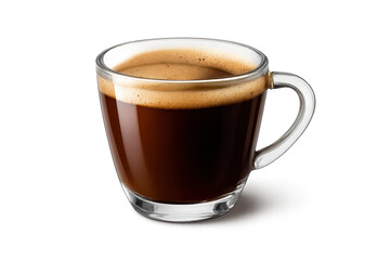 Espresso coffee in a glass with a transparent background for projects.