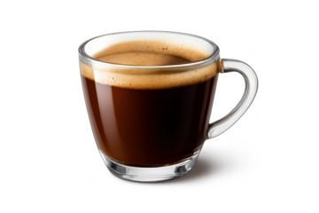 Espresso coffee in a glass with a transparent background for projects.