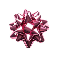 Shiny pink metallic gift bow isolated on a black background, perfect for celebrations