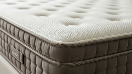 Fototapeta premium A detailed close-up of a plush, tufted mattress with a soft textured surface