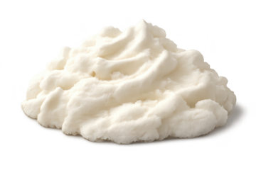 A mound of whipped cream on a transparent background is isolated.