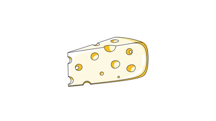 A wedge of Swiss cheese with distinctive holes, rendered in a simple, graphic style