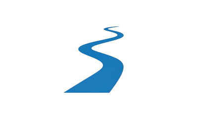 A winding blue path on a white background, abstract, flowing