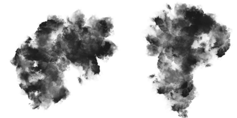 Nubes de humo negro abstractas aisladas sobre fondo png  transparente
