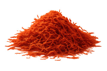 Fototapeta premium Pile of orange powder with transparent background, isolated close-up.