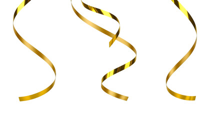 Happy new year celebration with golden ribbons and fireworks