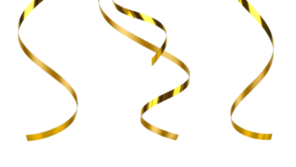 Happy new year celebration with golden ribbons and fireworks