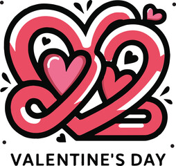 Stylized Intertwined Hearts Illustration for Valentine's Day Greeting