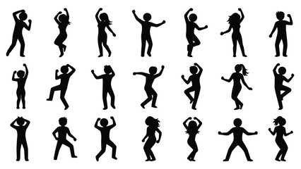 Silhouette collection depicting diverse human poses and dynamic movement