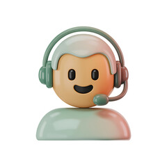 3D Cartoon Person Icon with Headphones and Microphone Gradient Colors avatar character