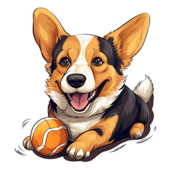 Adorable Corgi with Rugby Ball: Cheerful Pup