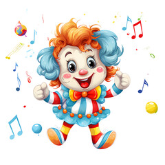 Adorable Clown Holding Music Note Template