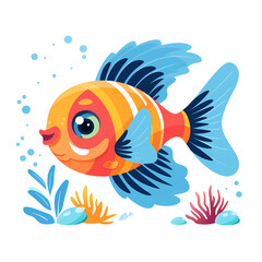 Adorable Exotic Marine Fish in Small Aquarium