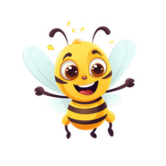 Cheerful honey bee dancing with raised paws
