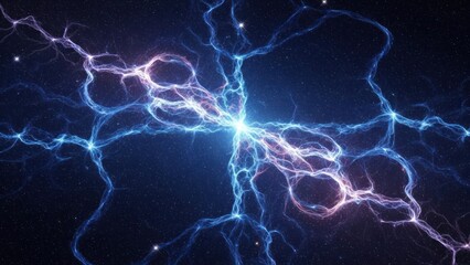 Ethereal cosmic network pulses with electric blue and pink energy