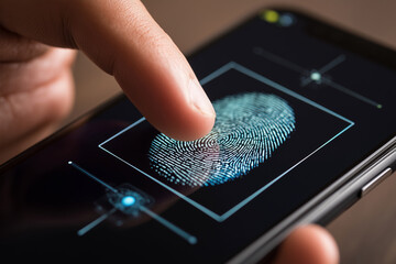 A person is touching a phone screen that has a fingerprint on it