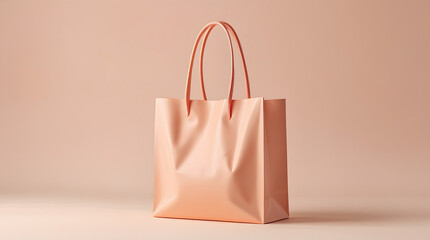 a shopping bag of peach color with peach background