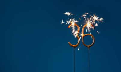 36 years celebration festive background made with Bengal fires in the form of number Thirty six.
