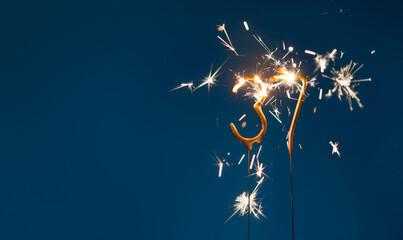 37 years celebration festive background made with Bengal fires in the form of number Thirty seven.