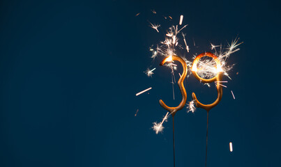 39 years celebration festive background made with Bengal fires in the form of number Thirty nine.
