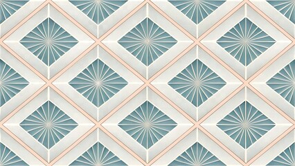 Geometric Diamond Pattern with Subtle Depth and Floating Light Shapes