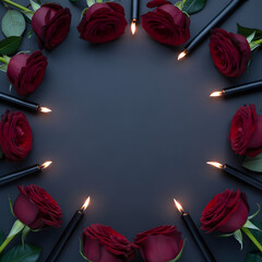 Romantic rose circle with candles