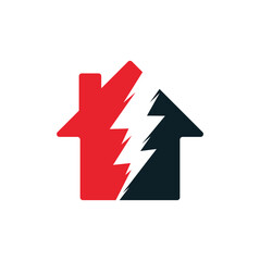 Home thunder logo design. House Power Energy Logo Design Element.