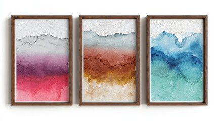 &ldquo;Watercolor Framed Art Set on White Background &ndash; Hand-Painted Wall Decor&rdquo;