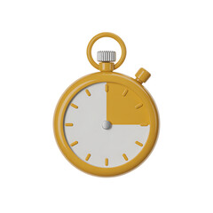 Yellow Stopwatch Icon with Quarter Marked Isolated on Black Background timer clock