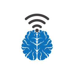 Brain and wifi logo design sign. Education, technology and business background.